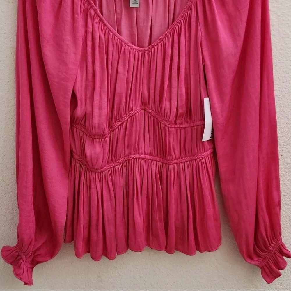 Nine West Fuchsia Long Sleeve Blouse - Picture 3 of 8